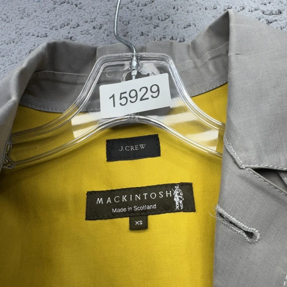 Mackintosh J Crew Coat Mens XS Gray Bonded Handmade Rain Jacket Scotland Cotton